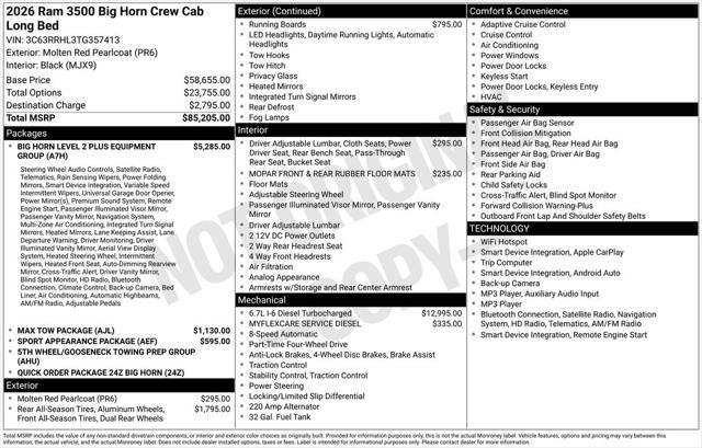 2026 RAM 3500 RAM 3500 BIG HORN CREW CAB 4X4 8 BOX