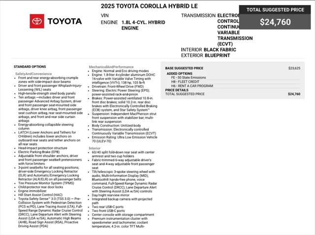 2025 Toyota Corolla Hybrid LE