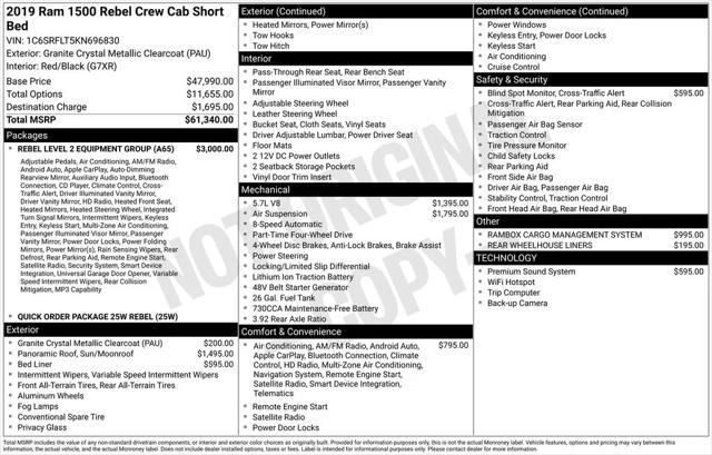 2019 RAM 1500 Rebel Crew Cab 4x4 57 Box 2019 RAM 1500 Rebel Crew Cab 4x4 57 Box