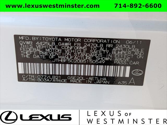2011 Lexus IS 250 4dr Sport Sdn Man RWD