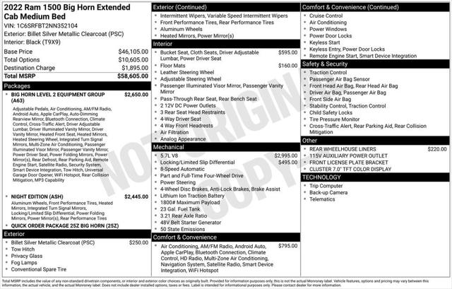 2022 RAM 1500 Big Horn Quad Cab 4x4 64 Box 2022 RAM 1500 Big Horn Quad Cab 4x4 64 Box