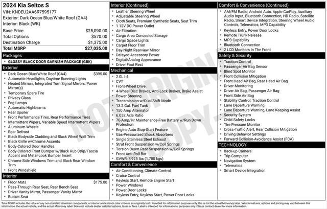 2024 Kia Seltos S 2024 Kia Seltos S