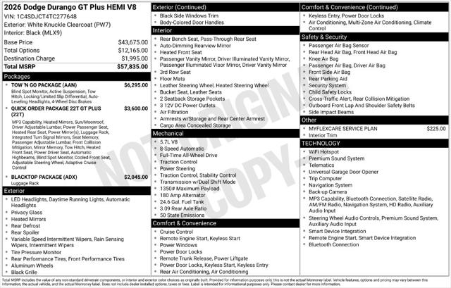 2026 Dodge Durango GT Plus AWD HEMI V8