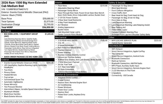 2026 Ram 1500 Big Horn Quad Cab 4x4 64 Box