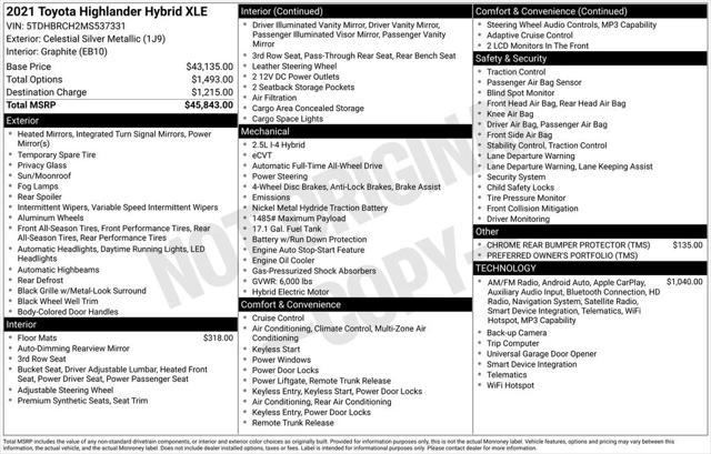 2021 Toyota Highlander Hybrid XLE
