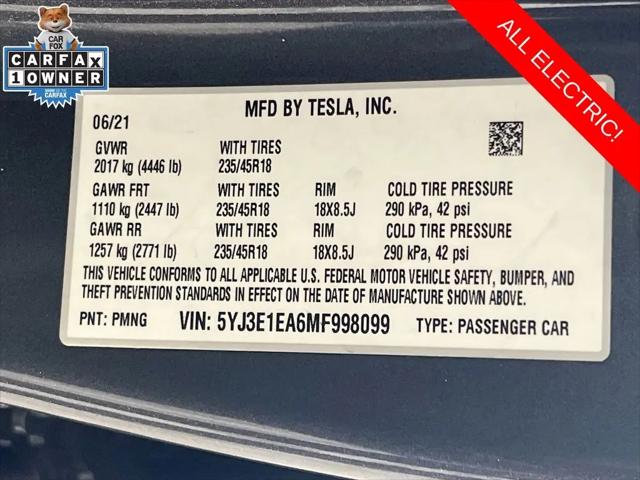 2021 Tesla Model 3 Standard Range Plus Rear-Wheel Drive