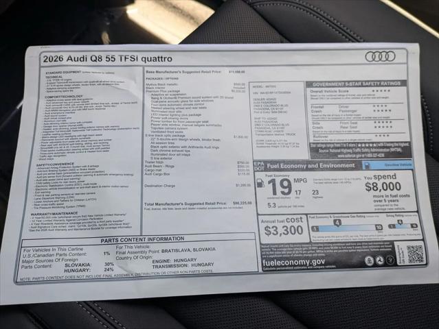 2026 Audi Q8 Premium Plus 55 TFSI quattro Tiptronic