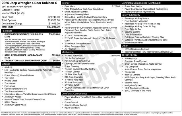 2026 Jeep Wrangler WRANGLER 4-DOOR RUBICON X