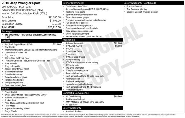 2010 Jeep Wrangler Sport 2010 Jeep Wrangler Sport