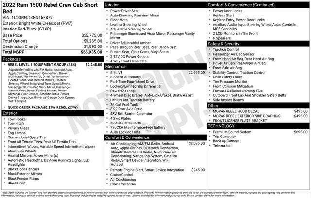2022 Ram 1500 Rebel Crew Cab 4x4 5'7" Box