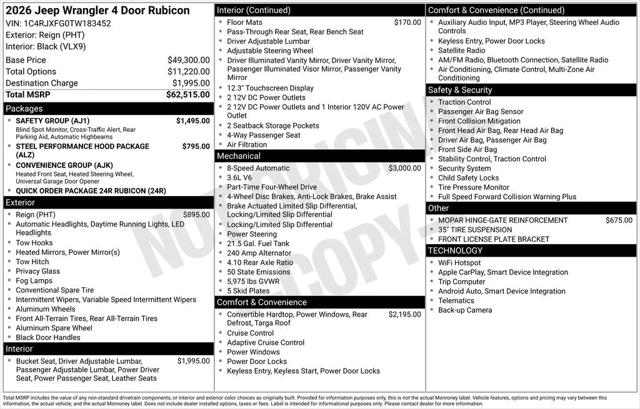 2026 Jeep Wrangler WRANGLER 4-DOOR RUBICON