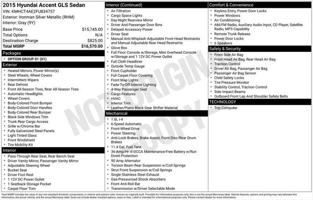 2015 Hyundai Accent GLS 2015 Hyundai Accent GLS