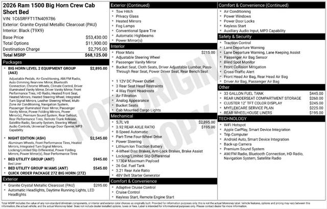 2026 Ram 1500 Big Horn Crew Cab 4x4 57 Box