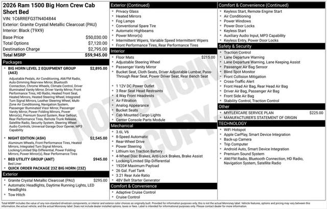 2026 Ram 1500 Big Horn Crew Cab 4x2 57 Box