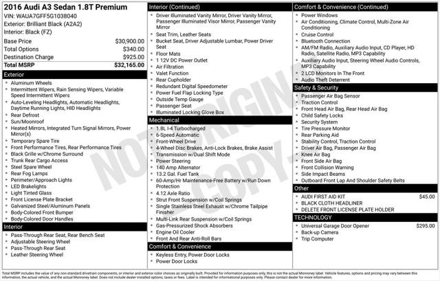 Used 2016 Audi A3 1.8T Premium For Sale in Muscle Shoals, AL
