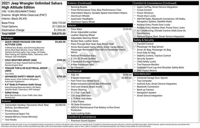 Used 2021 Jeep Wrangler Unlimited High Altitude 4x4 For Sale in Muscle Shoals, AL