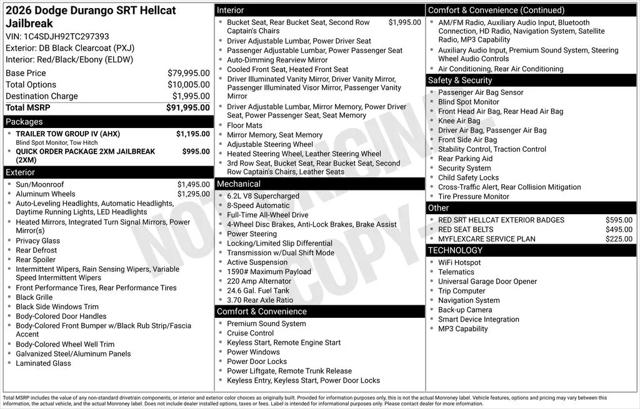 2026 Dodge Durango SRT Hellcat Jailbreak AWD