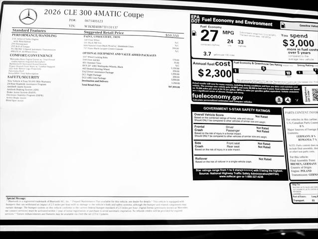 2026 Mercedes-Benz E-CLASS E 300 CLE 300 4MATIC