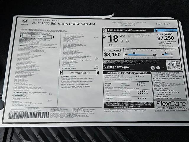 2026 Ram 1500 Big Horn Crew Cab 4x4 5'7" Box