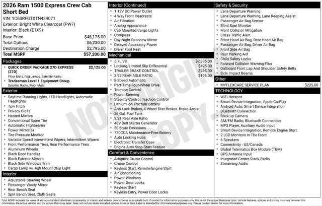2026 RAM Ram 1500 RAM 1500 EXPRESS CREW CAB 4X4 57 BOX 2026 RAM Ram 1500 RAM 1500 EXPRESS CREW CAB 4X4 57 BOX