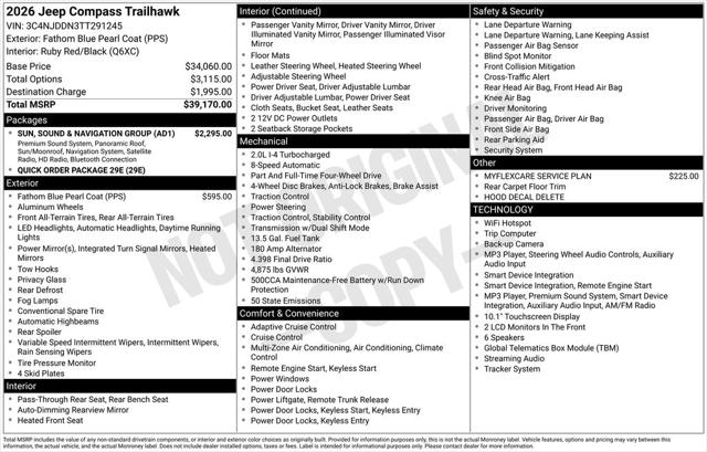 2026 Jeep Compass COMPASS TRAILHAWK 4X4
