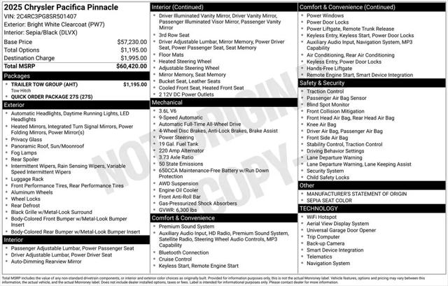 2025 Chrysler Pacifica Pinnacle AWD