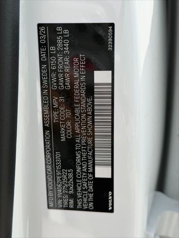 2026 Volvo XC90 Plus, B6 AWD Gas mild hybrid, Gasoline, Bright, 7 Seats