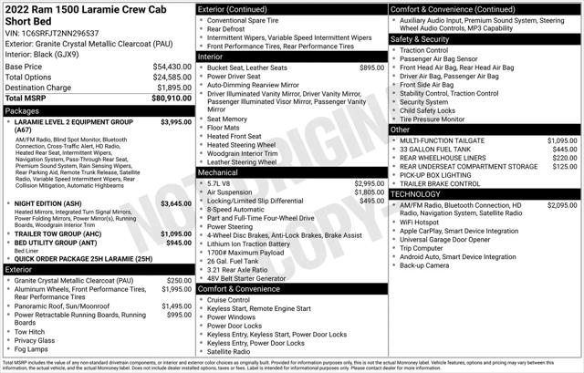 2022 Ram 1500 Laramie Crew Cab 4x4 5'7" Box for sale in Chesterton, IN