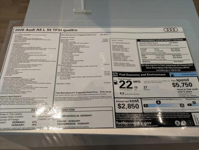 2026 Audi A8 55 TFSI quattro Tiptronic