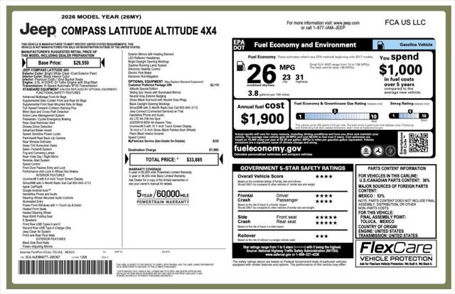 2026 Jeep Compass COMPASS LATITUDE ALTITUDE 4X4