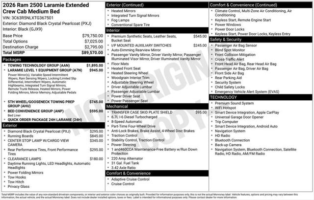 2026 RAM Ram 2500 RAM 2500 LARAMIE MEGA CAB 4X4 64 BOX