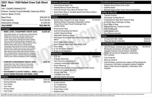 2021 RAM 1500 Rebel Crew Cab 4x4 57 Box