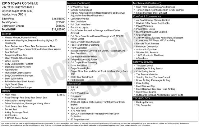 2015 Toyota Corolla LE 2015 Toyota Corolla LE