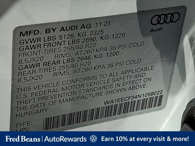 2022 Audi Q3 Premium Plus 45 TFSI S line quattro Tiptronic