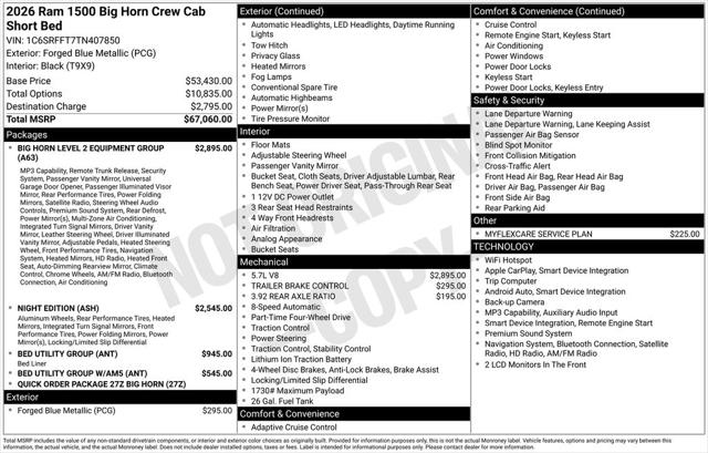 2026 RAM 1500 RAM 1500 BIG HORN CREW CAB 4X4 57 BOX 2026 RAM 1500 RAM 1500 BIG HORN CREW CAB 4X4 57 BOX