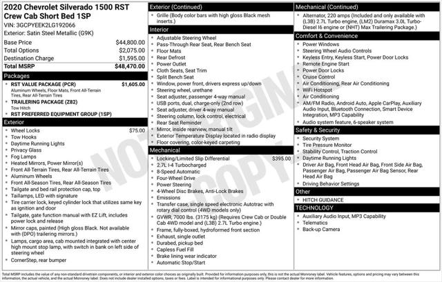 2020 Chevrolet Silverado 1500 4WD Crew Cab Short Bed RST