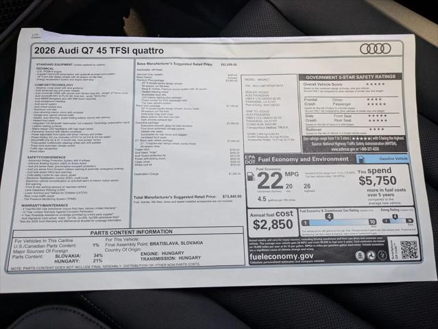 2026 Audi Q7 Premium Plus 45 TFSI quattro tiptronic
