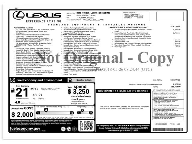 2018 Lexus LS 500 LS 500