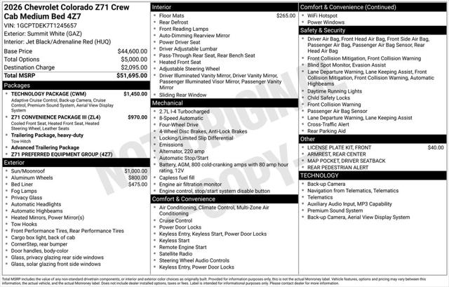 New 2026 Chevrolet Colorado Z71  4WD For Sale in Muscle Shoals, AL