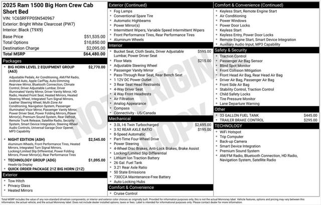 Used 2025 RAM 1500 Big Horn Crew Cab 4x4 57" Box For Sale in Muscle Shoals, AL