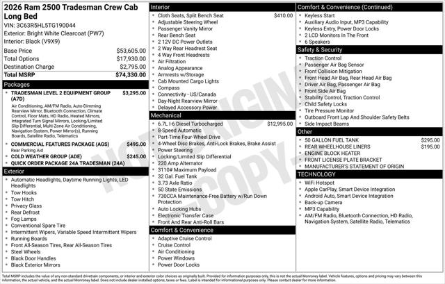 2026 Ram 2500 Tradesman Crew Cab 4x4 8' Box for sale in Enumclaw, WA