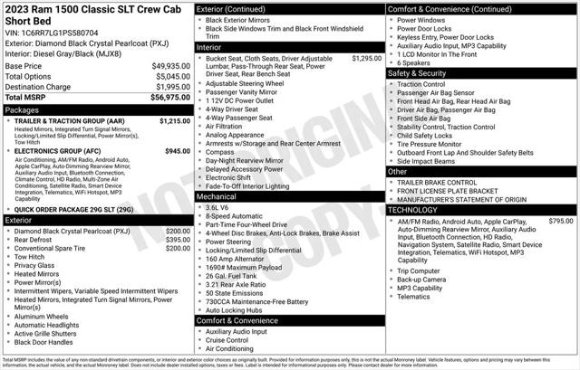 2023 RAM 1500 Classic SLT Crew Cab 4x4 57 Box 2023 RAM 1500 Classic SLT Crew Cab 4x4 57 Box