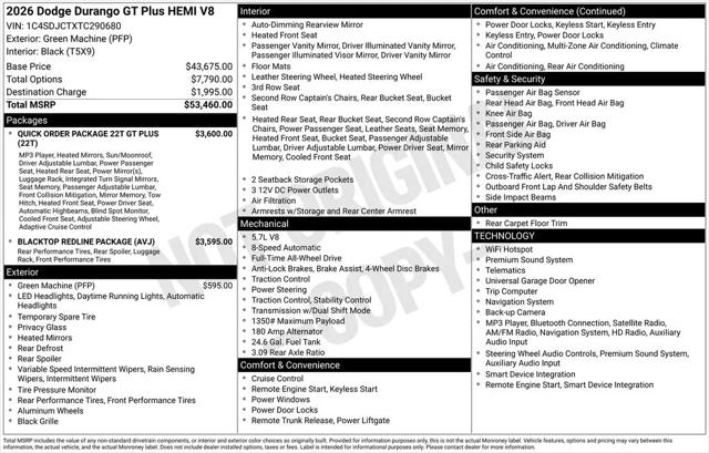 2026 Dodge Durango GT Plus AWD HEMI V8