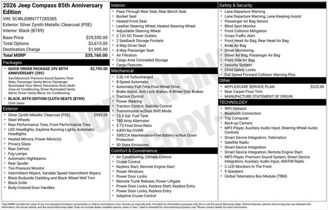 2026 Jeep Compass 85th Anniversary 4x4