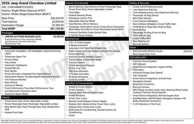 2026 Jeep Grand Cherokee GRAND CHEROKEE LIMITED 4X4