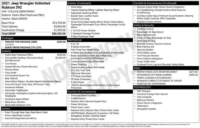 2021 Jeep Wrangler Unlimited Rubicon 392 4x4