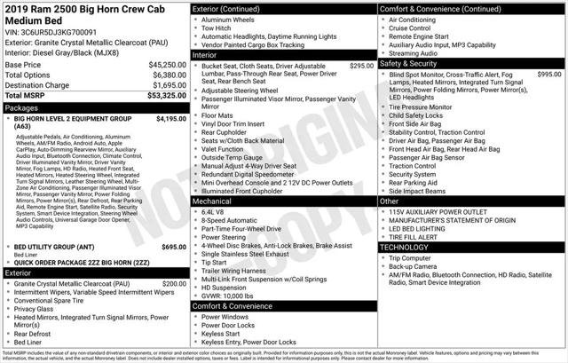 2019 Ram 2500 Big Horn Crew Cab 4x4 64 Box