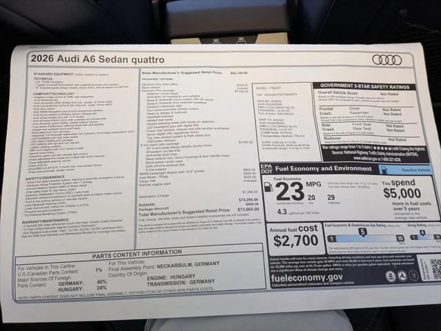 2026 Audi A6 Premium Plus quattro S tronic