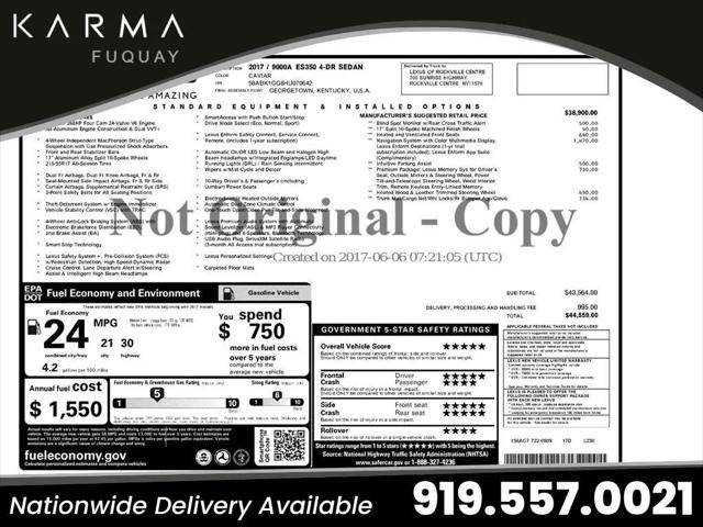 2017 Lexus ES 350 Base for sale in Fuquay Varina, NC