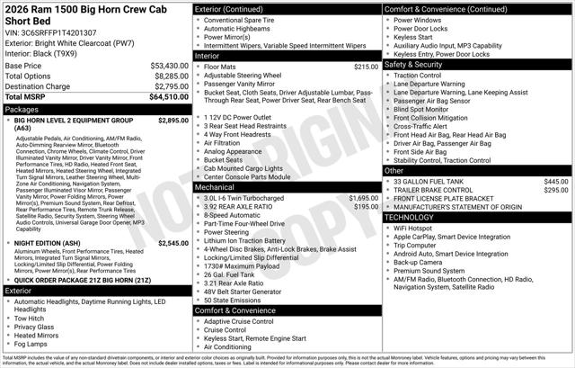 2026 Ram 1500 Big Horn Crew Cab 4x4 57 Box